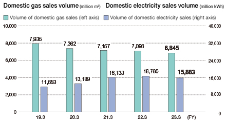 Domestic gas sales volume/Domestic electricity sales volume