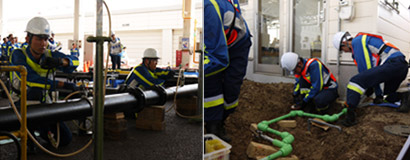 Scene of a pipeline work contest sponsored by the Human Resources Development Center of the Pipeline Business Unit