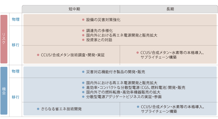 リスクと機会に対する戦略・対応策