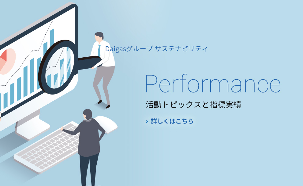 Daigasグループ　サステナビリティ　活動トピックスと指標に対する実績