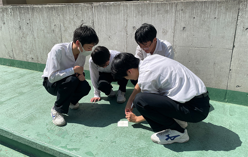 屋外で SPACECOOL の効果を確認